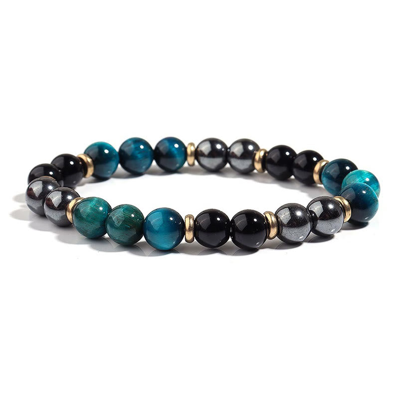 Braccialetto di equilibrio con perline di occhio di tigre blu naturale Buddha Stones - image 6