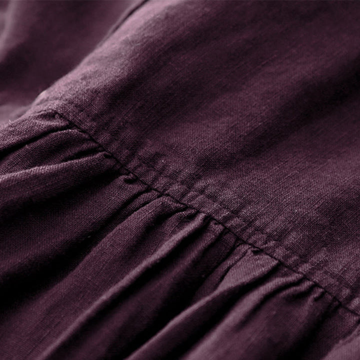 Abito midi in cotone a maniche lunghe con scollo a V e bottoni color magenta scuro Buddha Stones Fall - image 7