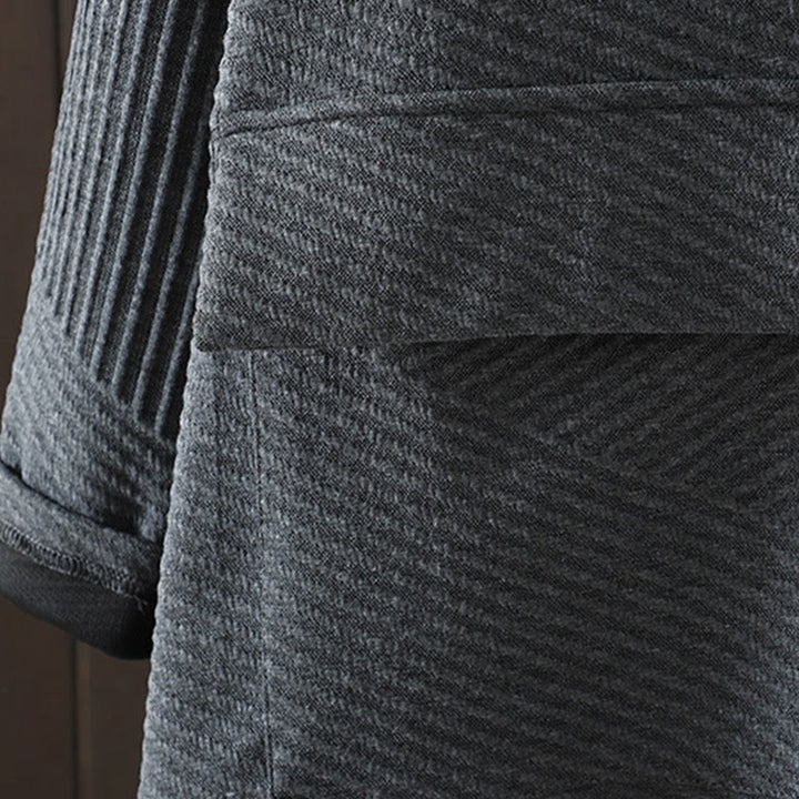 Abito midi in cotone con collo alto, maniche lunghe e design irregolare color puro Buddha Stones e tasca - image 11