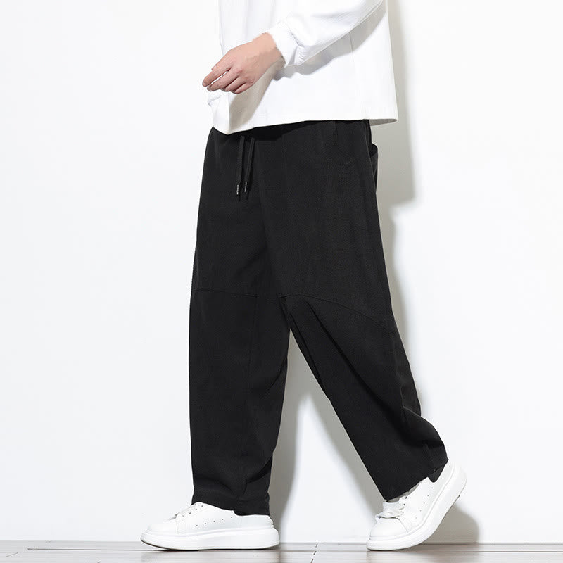 Pantaloni harem da uomo in velluto a coste di cotone con tasche e coulisse in tinta unita con motivo Buddha Stones - image 22