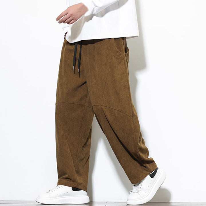 Pantaloni harem da uomo in velluto a coste di cotone con tasche e coulisse in tinta unita con motivo Buddha Stones - image 31