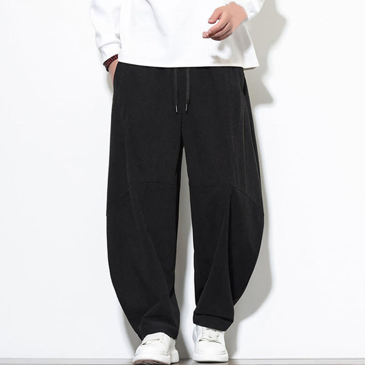 Pantaloni harem da uomo in velluto a coste di cotone con tasche e coulisse in tinta unita con motivo Buddha Stones - image 21