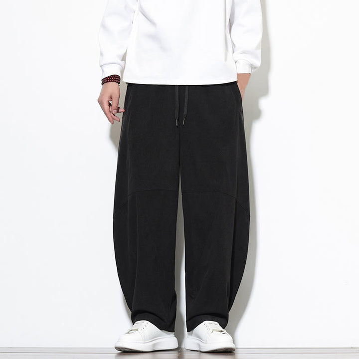 Pantaloni harem da uomo in velluto a coste di cotone con tasche e coulisse in tinta unita con motivo Buddha Stones - Nero - US/UK/AU46, EU56 (5XL) - image 20