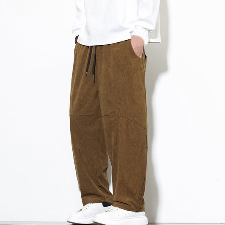 Pantaloni harem da uomo in velluto a coste di cotone con tasche e coulisse in tinta unita con motivo Buddha Stones - image 32