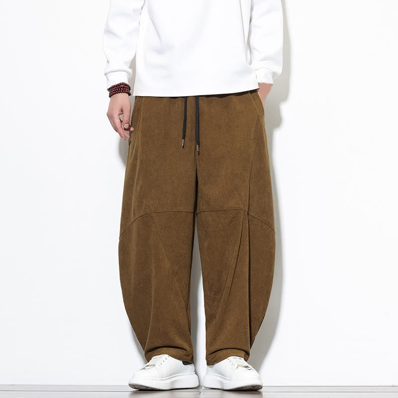 Pantaloni harem da uomo in velluto a coste di cotone con tasche e coulisse in tinta unita con motivo Buddha Stones - DarkGoldenrod - US/UK/AU46, EU56 (5XL) - image 29