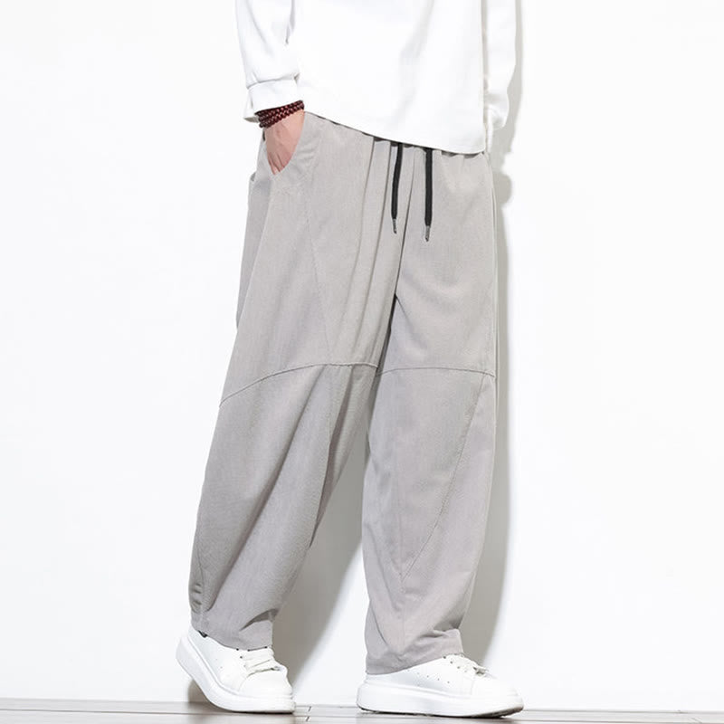 Pantaloni harem da uomo in velluto a coste di cotone con tasche e coulisse in tinta unita con motivo Buddha Stones - image 14