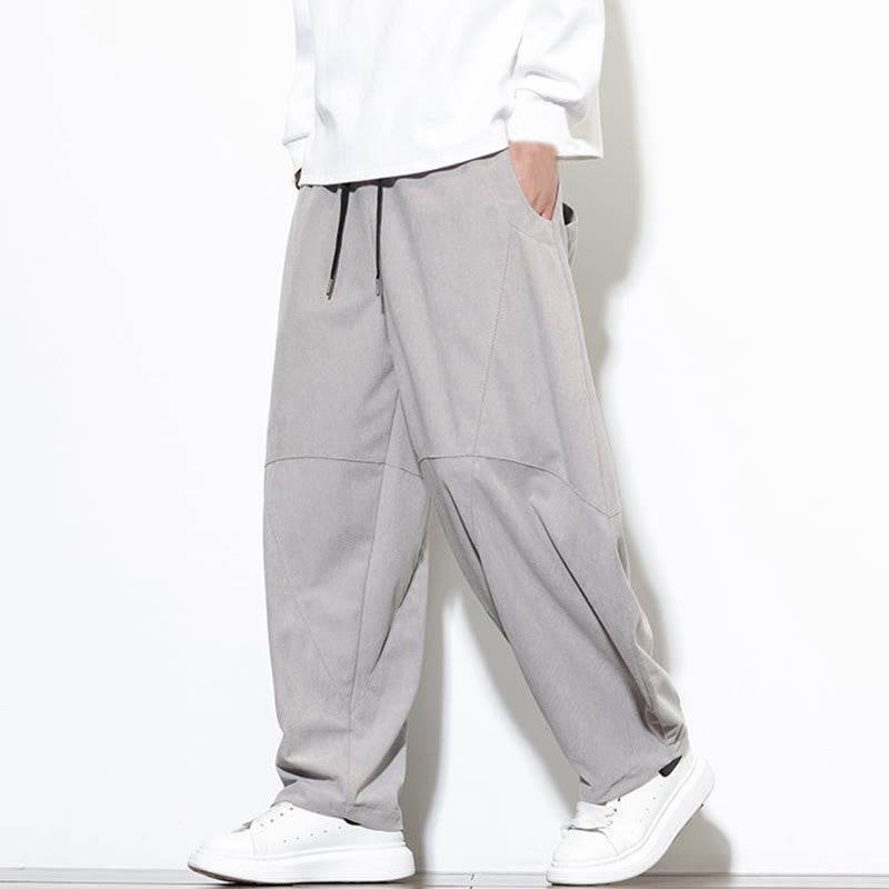 Pantaloni harem da uomo in velluto a coste di cotone con tasche e coulisse in tinta unita con motivo Buddha Stones - image 11