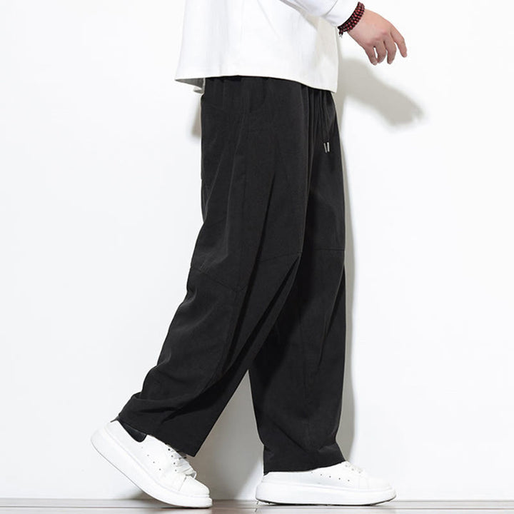 Pantaloni harem da uomo in velluto a coste di cotone con tasche e coulisse in tinta unita con motivo Buddha Stones - image 28