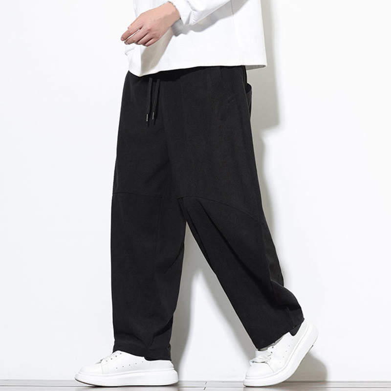 Pantaloni harem da uomo in velluto a coste di cotone con tasche e coulisse in tinta unita con motivo Buddha Stones - image 27