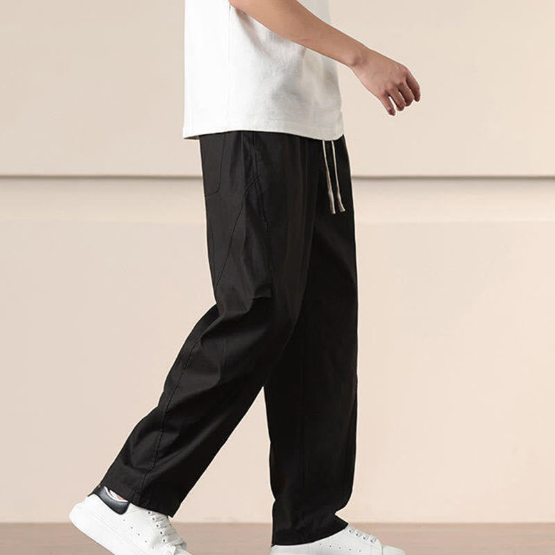 Pantaloni harem da uomo con coulisse e tasche Buddha Stones Commute Spring tinta unita - image 12