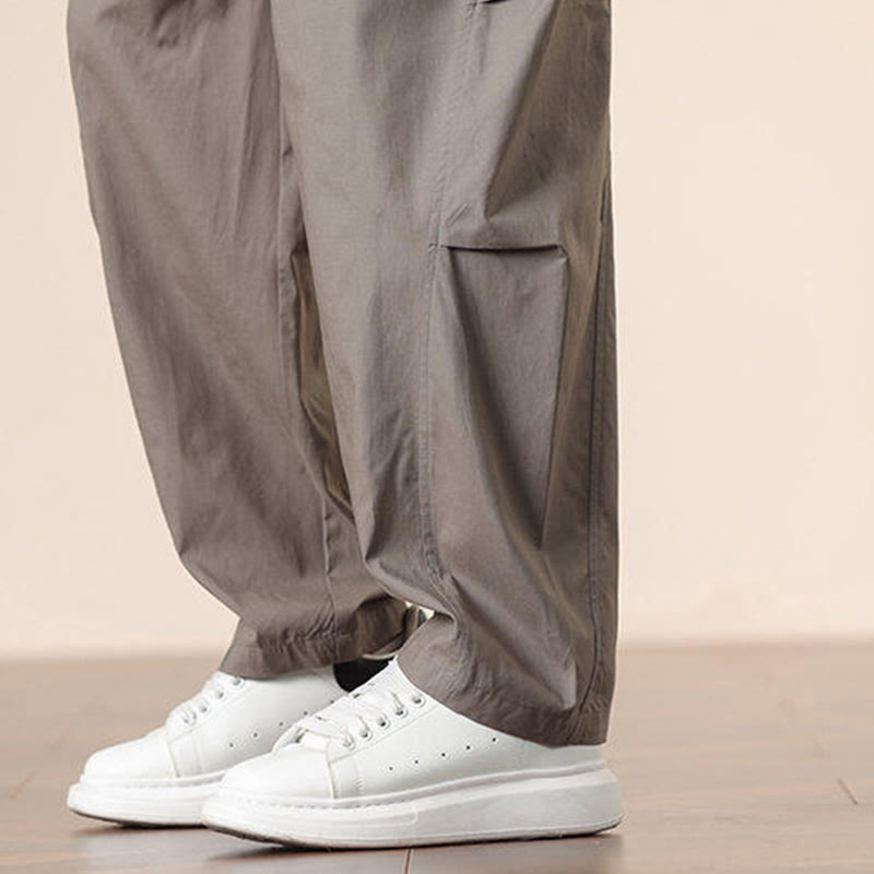 Pantaloni harem da uomo con coulisse e tasche Buddha Stones Commute Spring tinta unita - image 37