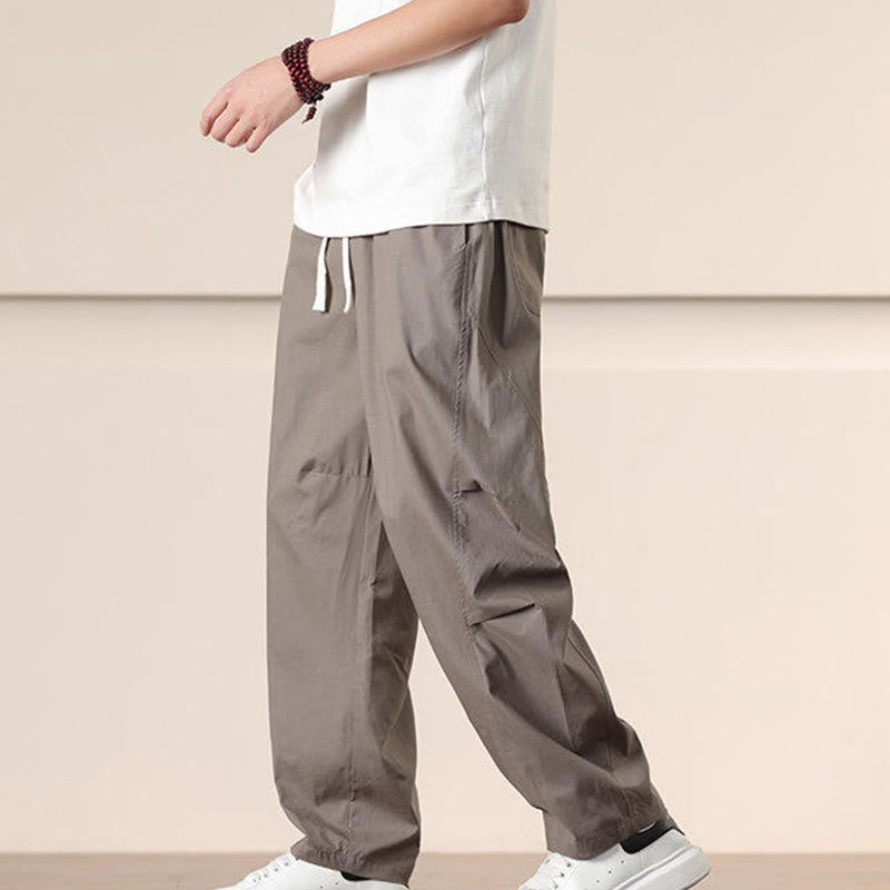 Pantaloni harem da uomo con coulisse e tasche Buddha Stones Commute Spring tinta unita - image 28