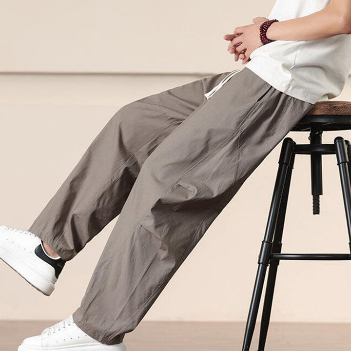 Pantaloni harem da uomo con coulisse e tasche Buddha Stones Commute Spring tinta unita - image 33