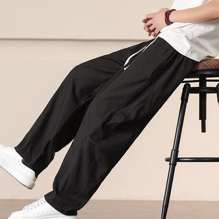 Pantaloni harem da uomo con coulisse e tasche Buddha Stones Commute Spring tinta unita - image 16