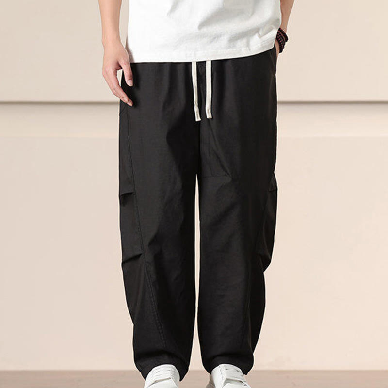 Pantaloni harem da uomo con coulisse e tasche Buddha Stones Commute Spring tinta unita - image 10