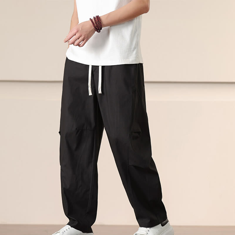 Pantaloni harem da uomo con coulisse e tasche Buddha Stones Commute Spring tinta unita - image 11