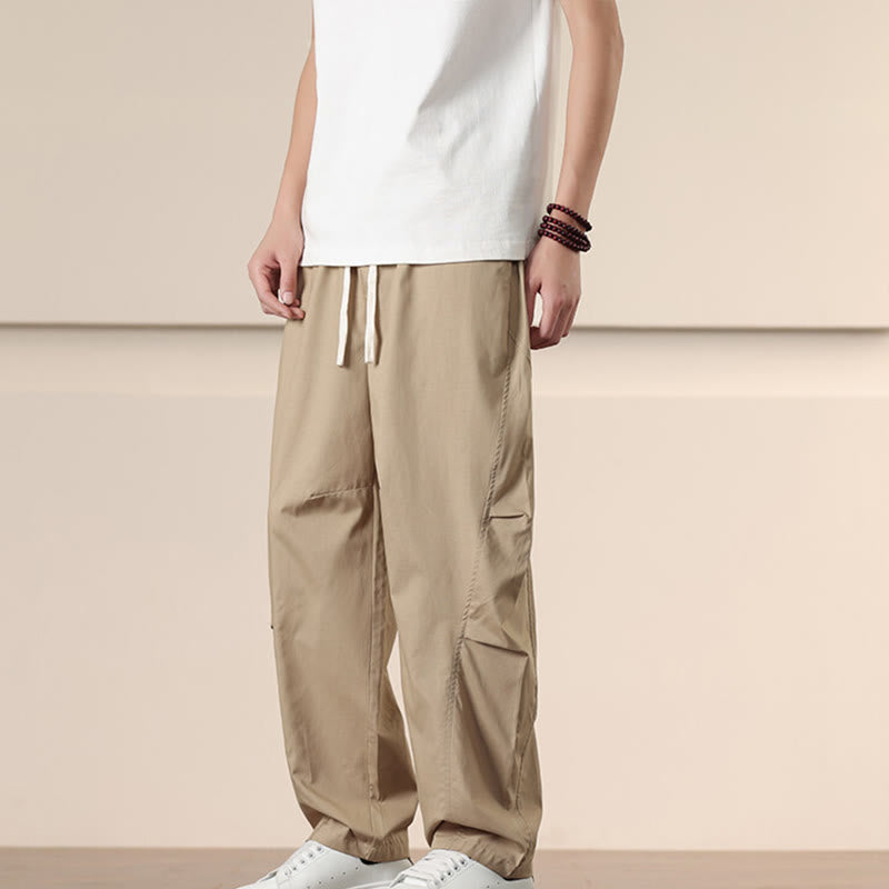 Pantaloni harem da uomo con coulisse e tasche Buddha Stones Commute Spring tinta unita - image 4