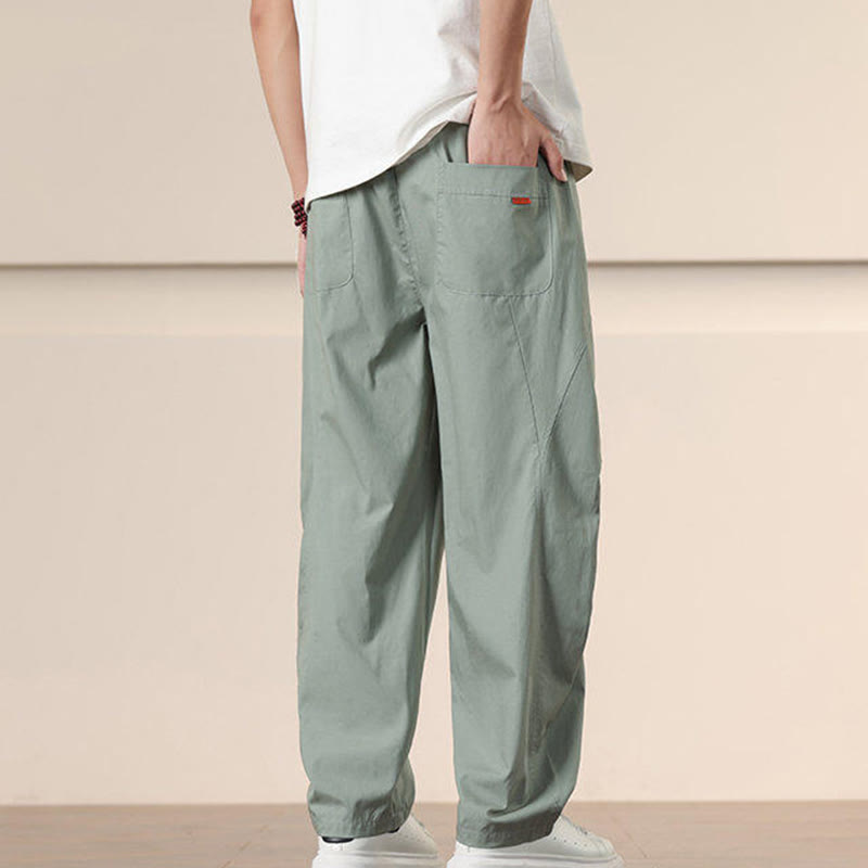 Pantaloni harem da uomo con coulisse e tasche Buddha Stones Commute Spring tinta unita - image 24