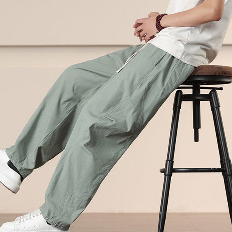 Pantaloni harem da uomo con coulisse e tasche Buddha Stones Commute Spring tinta unita - image 25