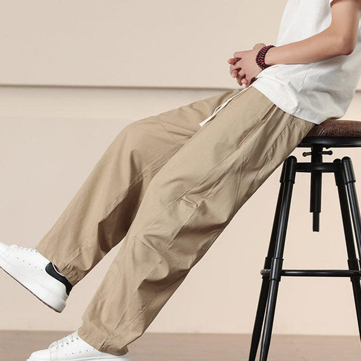 Pantaloni harem da uomo con coulisse e tasche Buddha Stones Commute Spring tinta unita - image 8