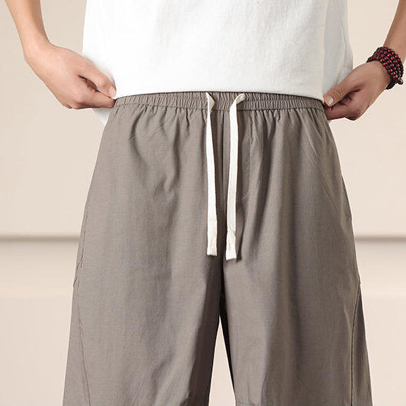Pantaloni harem da uomo con coulisse e tasche Buddha Stones Commute Spring tinta unita - image 34