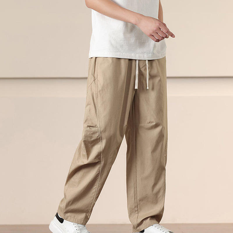 Pantaloni harem da uomo con coulisse e tasche Buddha Stones Commute Spring tinta unita - image 3