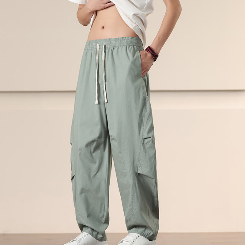 Pantaloni harem da uomo con coulisse e tasche Buddha Stones Commute Spring tinta unita - image 23