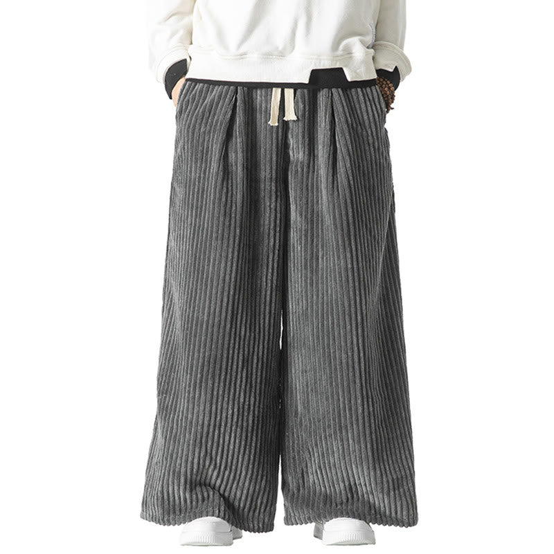 Pantaloni da uomo in velluto a coste di cotone a gamba larga con coulisse e tasche Buddha Stones Commute - image 28