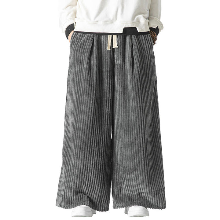 Pantaloni da uomo in velluto a coste di cotone a gamba larga con coulisse e tasche Buddha Stones Commute - image 28