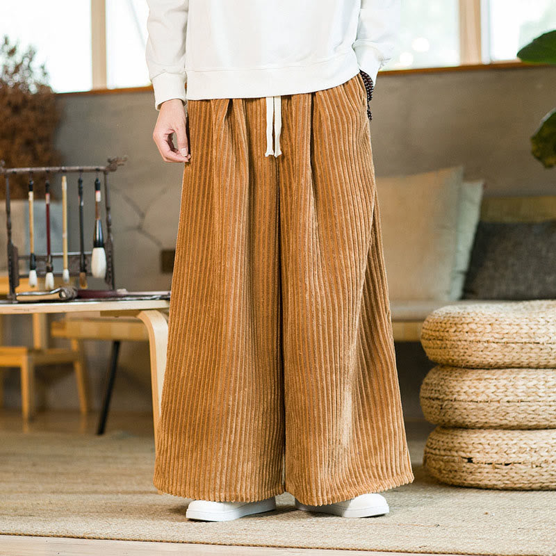 Pantaloni da uomo in velluto a coste di cotone a gamba larga con coulisse e tasche Buddha Stones Commute - Verga d'oro - US/UK/AU46, EU56 (5XL) - image 6