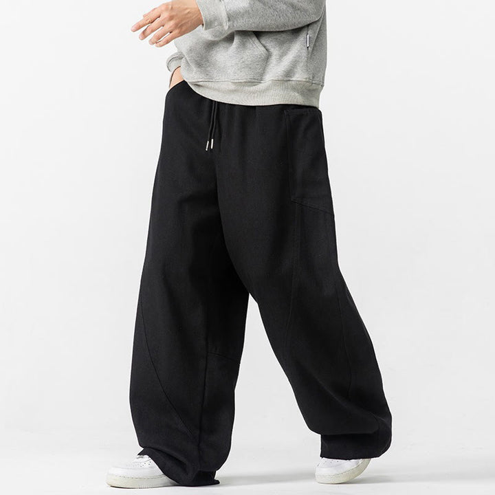 Pantaloni da uomo in cotone con coulisse e tasche, Buddha Stones Fall Pure Color - image 30