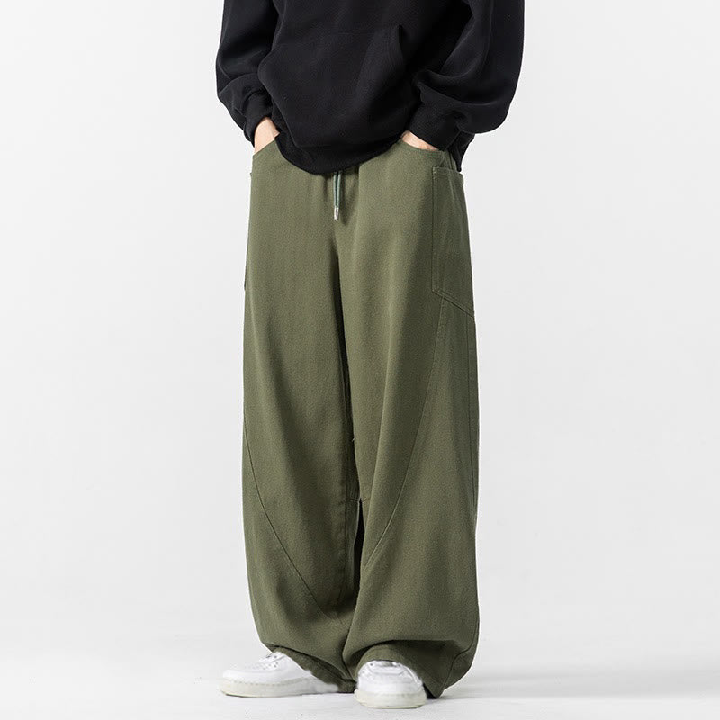 Pantaloni da uomo in cotone con coulisse e tasche, Buddha Stones Fall Pure Color - image 13