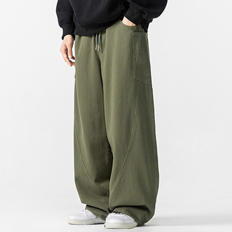 Pantaloni da uomo in cotone con coulisse e tasche, Buddha Stones Fall Pure Color - image 12
