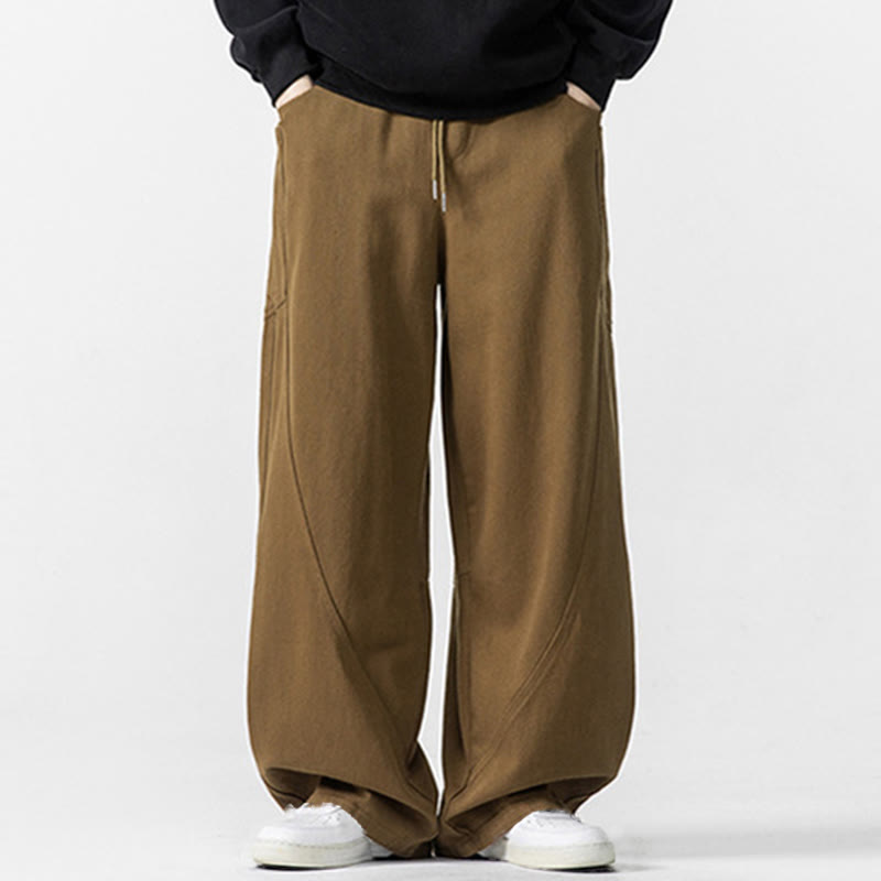 Pantaloni da uomo in cotone con coulisse e tasche, Buddha Stones Fall Pure Color - image 17