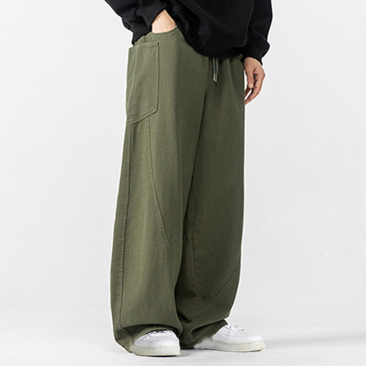 Pantaloni da uomo in cotone con coulisse e tasche, Buddha Stones Fall Pure Color - image 14