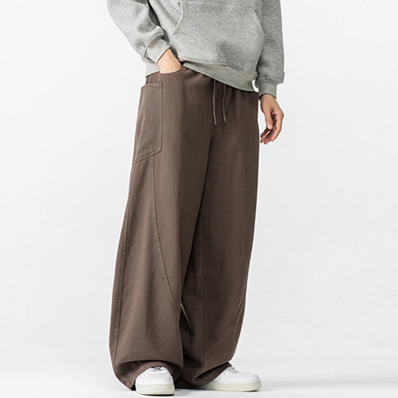 Pantaloni da uomo in cotone con coulisse e tasche, Buddha Stones Fall Pure Color - image 3