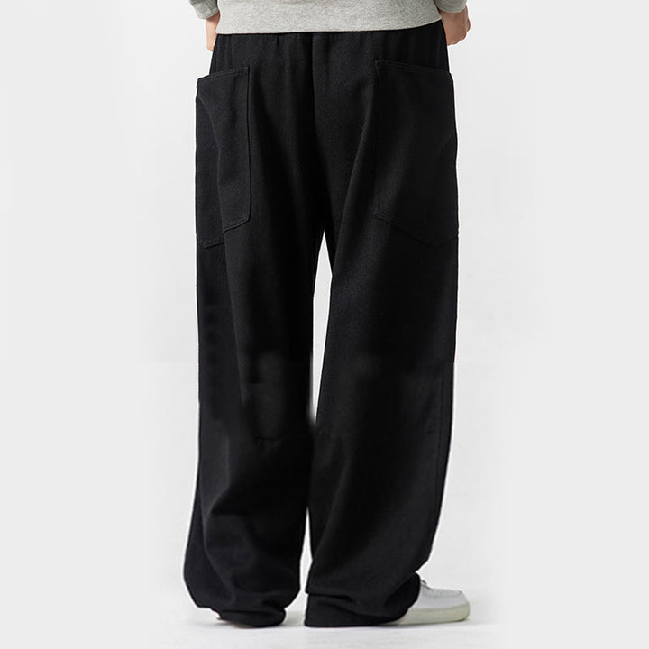 Pantaloni da uomo in cotone con coulisse e tasche, Buddha Stones Fall Pure Color - image 28
