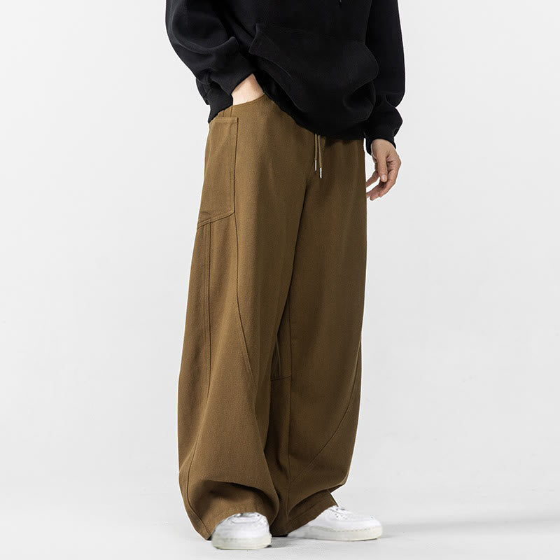 Pantaloni da uomo in cotone con coulisse e tasche, Buddha Stones Fall Pure Color - image 23
