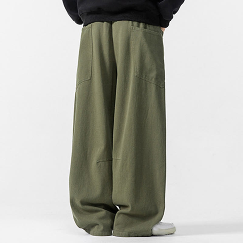 Pantaloni da uomo in cotone con coulisse e tasche, Buddha Stones Fall Pure Color - image 10