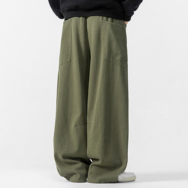 Pantaloni da uomo in cotone con coulisse e tasche, Buddha Stones Fall Pure Color - image 10