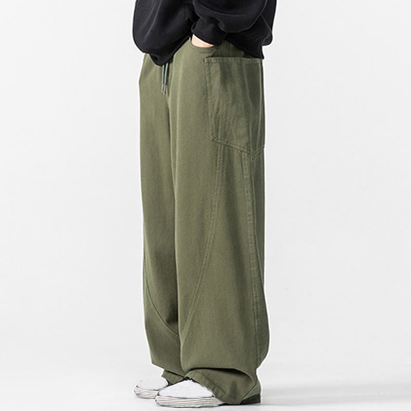 Pantaloni da uomo in cotone con coulisse e tasche, Buddha Stones Fall Pure Color - image 15
