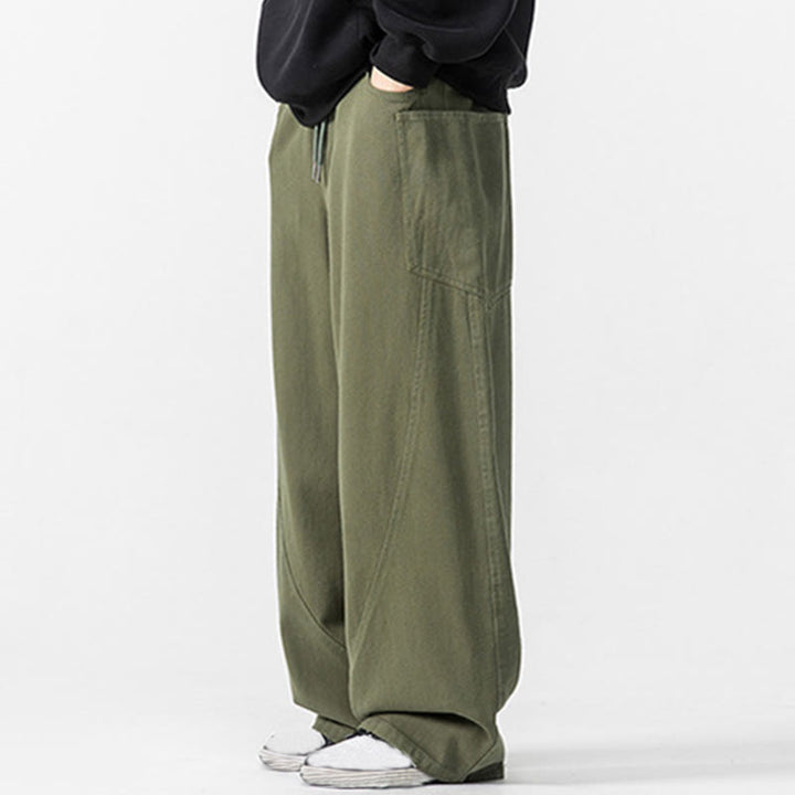 Pantaloni da uomo in cotone con coulisse e tasche, Buddha Stones Fall Pure Color - image 15