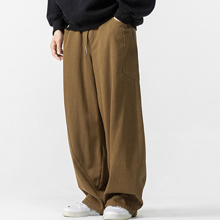 Pantaloni da uomo in cotone con coulisse e tasche, Buddha Stones Fall Pure Color - image 18