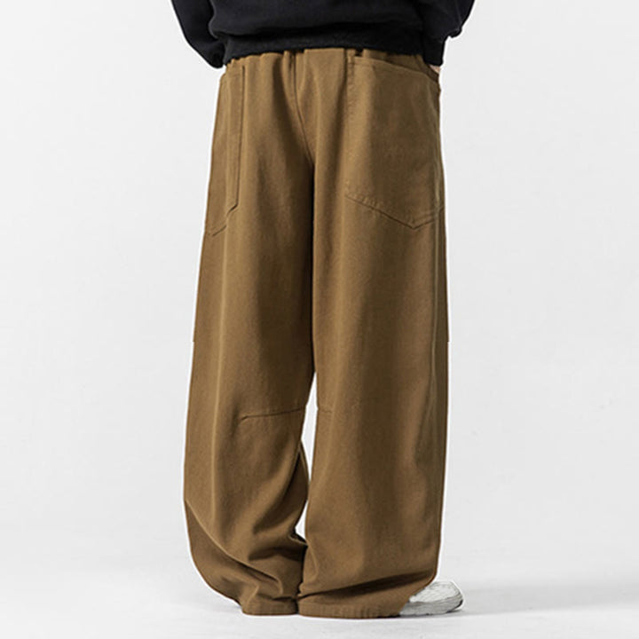 Pantaloni da uomo in cotone con coulisse e tasche, Buddha Stones Fall Pure Color - image 21