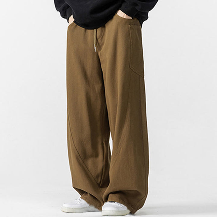 Pantaloni da uomo in cotone con coulisse e tasche, Buddha Stones Fall Pure Color - image 20