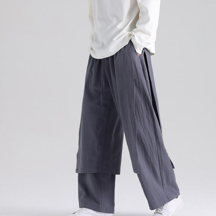Pantaloni da uomo in cotone con tasche e motivo patchwork semplice Buddha Stones - Grigio ardesia - US/UK/AU46, EU56 (5XL) - image 0