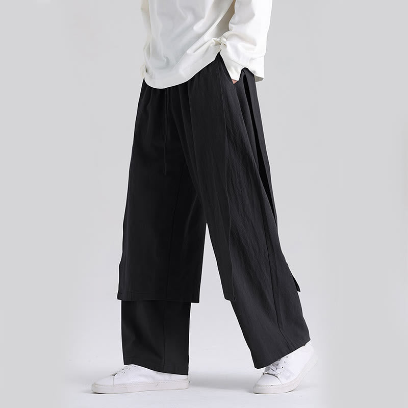 Pantaloni da uomo in cotone con tasche e motivo patchwork semplice Buddha Stones - image 14