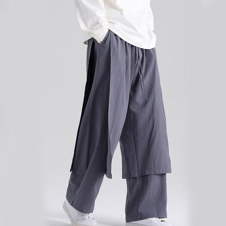 Pantaloni da uomo in cotone con tasche e motivo patchwork semplice Buddha Stones - image 3
