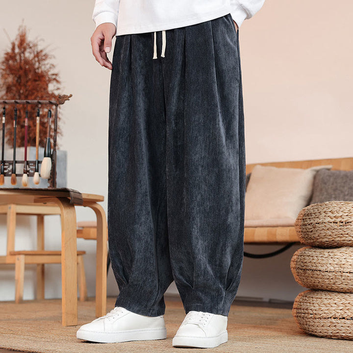 Pantaloni da uomo in cotone con tasche, casual, tinta unita e design semplice, con Buddha Stones - image 20