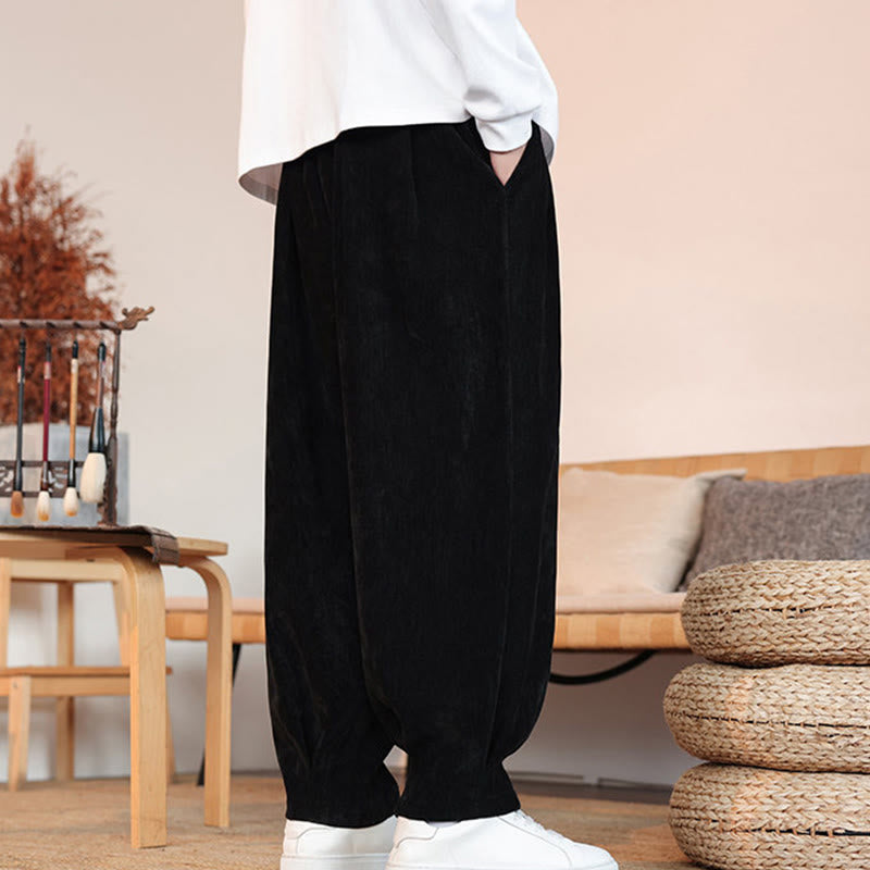 Pantaloni da uomo in cotone con tasche, casual, tinta unita e design semplice, con Buddha Stones - image 10